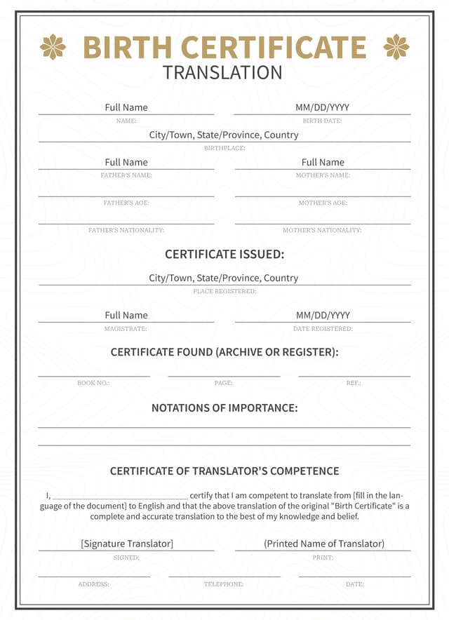 Certificate of Origin, Birth Certificate